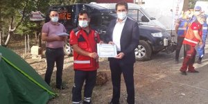 UMKE ekibine teşekkür belgesi