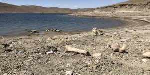 Erzurum'da kuraklık nedeniyle baraj suları çekilince eski mahalle mezarlığı gün yüzüne çıktı