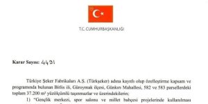 Şeker Fabrikası arazisi belediyeye devredildi