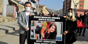 Hakkari'de öğretmenler şehit meslektaşları için yürüdü