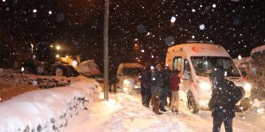 Ağrı'da yolu kardan kapanan köydeki yaşlı hastanın yardımına ekipler yetişti