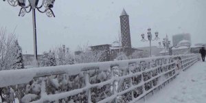Erzurum'da kar yağışı görsel şölen oluşturdu
