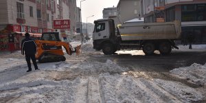 Kars şehir merkezindeki kar kamyonlarla şehir dışına taşınıyor