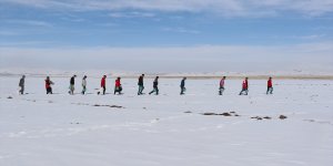 Ağrı'da yaban hayvanları için doğaya bir ton yem bırakıldı