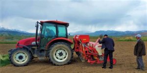 Erzincan'da ayçiçeği tohumları toprakla buluştu