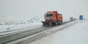 Tendürek Geçidi'nde kar yağışı trafikte aksamalara neden oluyor