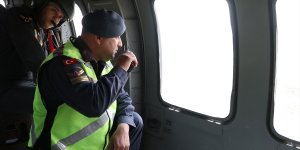 Erzurum'da jandarmadan helikopterli bayram trafiği denetimi