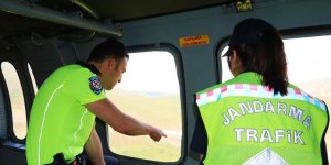 Erzurum'da helikopterle trafik denetimi