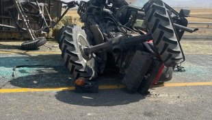 Kars'ta devrilen traktörün altında kalan sürücü ağır yaralandı