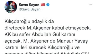 Başkan Sayan, "Kılıçdaroğlu adaylıkta diretecek, Akşener masayı devirecek"