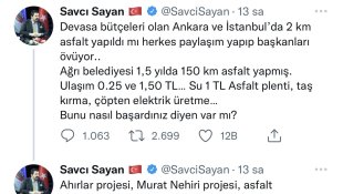 Başkan Sayan: "Ağrı'da yaptığımız projeleri gören yok"