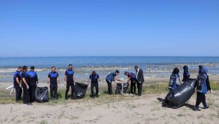 Zabıta ekipleri, Van Gölü sahilinde temizlik çalışması yaptı
