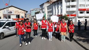 Muş'ta Türk Kızılay üyeleri, sağlıklı yaşama dikkati çekmek için yürüdü