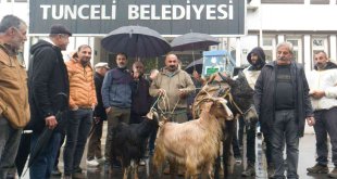 Köylüler belediye önüne eşek, keçi ve arılar ile gelip tepki gösterdi