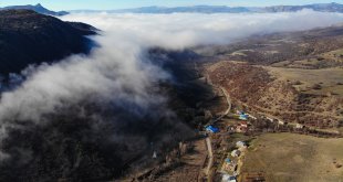 Sisle kaplanan Tunceli dağları havadan görüntülendi
