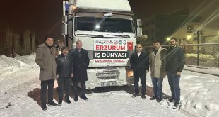 Erzurum'da iş insanları ve STK'lerin deprem bölgesine yardımları sürüyor