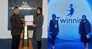 Ağrı İl Milli Eğitim Müdürlüğü'nden Öğretmen Gülten Sökmen Özmüş'e eTwining Projesi Başarısı İçin Plaket