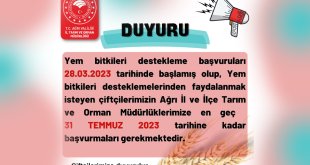 Ağrı'da Yem Bitkileri Desteklemeleri için son tarih 31 Temmuz!