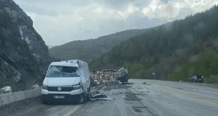 Erzincan'da arı kovanı yüklü tır ile kamyonet çarpıştı, 2 kişi yaralandı