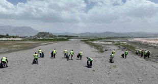 Van Gölü sahilinde çevre temizliği