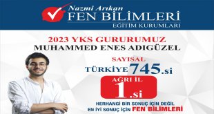 ENES ADIGÜZEL, YKS SAYISALDA AĞRI İL BİRİNCİSİ OLDU