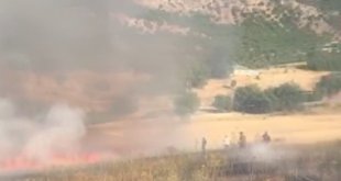 Tunceli'de otluk alanda çıkan yangın, ormanlık alana sıçramadan söndürüldü