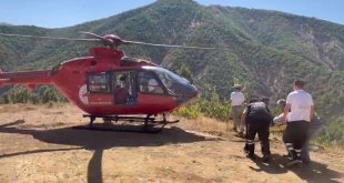 Ambulans helikopter mezradaki hastanın imdadına yetişti