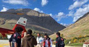 Rahatsızlanan hamile kadın ambulans helikopterle hastaneye ulaştırıldı