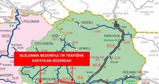Bingöl - Elazığ karayolu buzlanma nedeniyle tır trafiğine kapatıldı