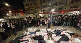 Van Filistin'e Destek Platformu'ndan kefenli drama gösterisi