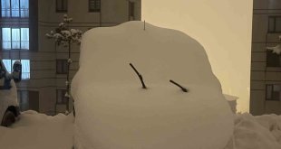 Yüksekova'da kar kalınlığı 40 santimetreyi buldu, araçlar kara gömüldü