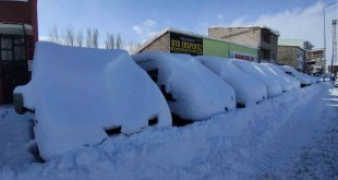 Çaldıran'da kar kalınlığı 47 santimetreyi buldu, araçlar kara gömüldü
