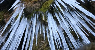 Erzincan'da Girlevik Şelalesi kısmen buz tuttu