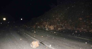 Bitlis'te yola düşen kayalar trafik akışını durdurdu