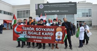 Erzurum'da hekimler ve sağlık çalışanları Gazze için sessiz yürüyüş yaptı