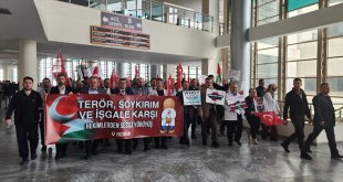 Erzurum'da sağlık çalışanları hastanede Filistin için 'sessiz yürüyüş' yaptı