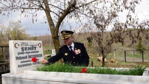 Bingöl'de emniyet mensupları, şehit kabirlerine karanfil bıraktı