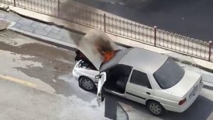 Erzurum'da araç bir anda alev aldı