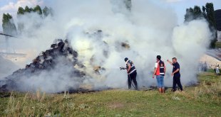 Kars'ta çıkan yangında 400 balya ot kül oldu