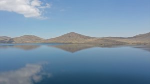 Kavurucu sıcaklardan kaçan kuşlar zirvedeki Balık Gölü'ne sığınıyor