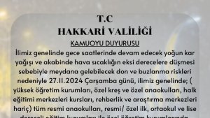 Hakkari'de okullar 1 gün tatil