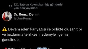 Tatvan'da kar yağışı nedeniyle eğitime ara verildi