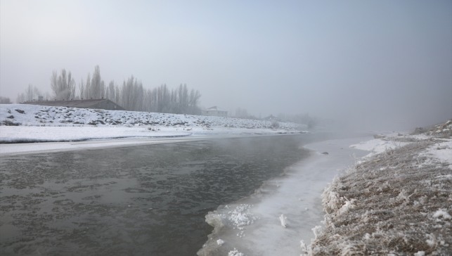 Ağrı, Kars ve Ardahan'da akarsular buzla, ağaçlar ve bitkiler kırağıyla kaplandı