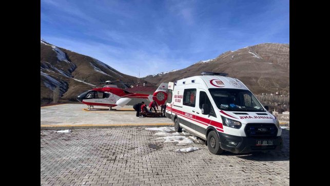 Bahçesaray'da hamile kadın, ambulans helikopterle Van'a sevk edildi
