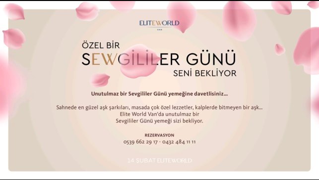 Elite World Van Otel Sevgililer Günü'ne hazır