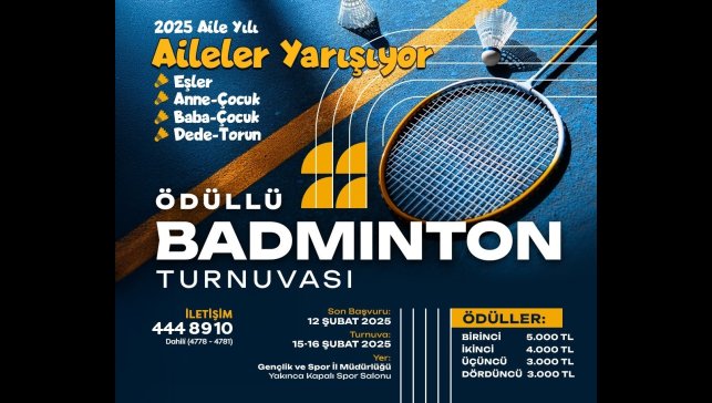 Yeşilyurt Belediyesi'nden ödüllü badminton turnuvası