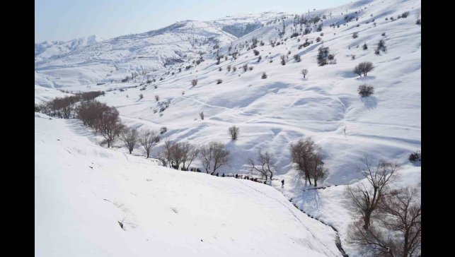 Muş'ta doğa tutkunları Karlı Dere'yi gezdi