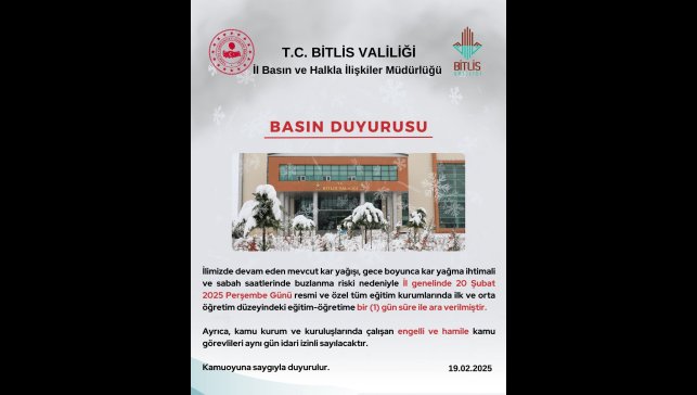 Bitlis'te okullara kar engeli