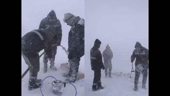 Arızaya giden VEDAŞ ekibi fırtınaya yakalandı