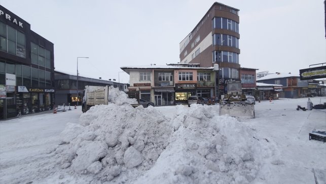 Ardahan Göle'de kar kütleleri ilçe dışına taşınıyor